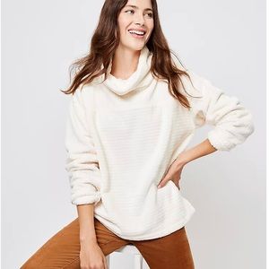 Loft Striped Velour Mock Neck sweater